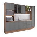 Ver imagem 3 de Cozinha Milla Cleo 11 Portas 5 Gavetas MDF-MDP 310cm Nogal com Cinza Móveis Carraro