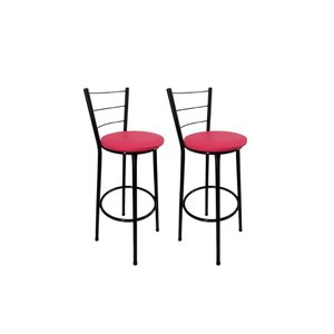 Kit 2 Banqueta Alta Preta Cozinha Gourmet Americana Balcão:rosa