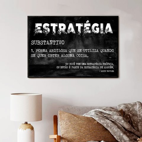 Quadro Decorativo Motivacional Estratégia em Moldura Caixa Tacolado Papel de Parede Moldura Caixa Al
