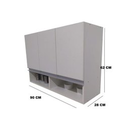 Armário Aéreo Suspenso 3 Portas 100% Mdf Bp Branco Cozinha/área Serviço - 2