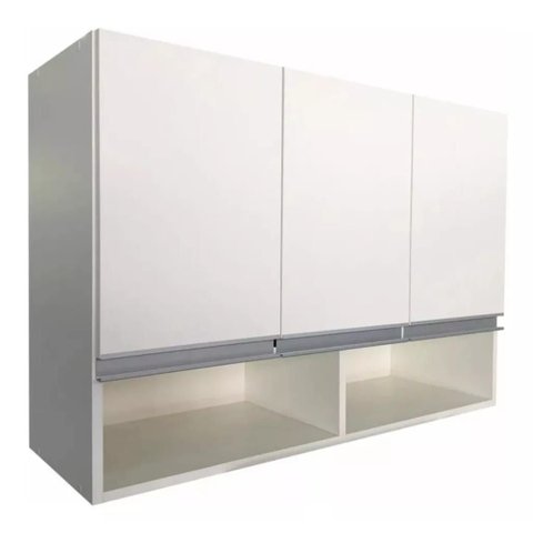 Armário Aéreo Suspenso 3 Portas 100% Mdf Bp Branco Cozinha/área Serviço