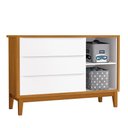 Ver imagem 5 de Jogo de Quarto Infantil Guarda Roupa 3 Portas e Cômoda 1 Porta Classic Branco/Savana com Pés