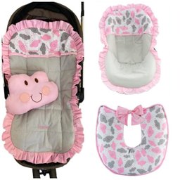 Kit Capa De Carrinho + Capa Bebê Conforto + Almofada Amament - 1