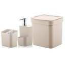 Ver imagem 1 de Kit Lixeira 4,7l Escorredor de Talheres Dispenser Detergente Cozinha Bege