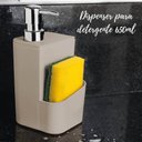 Ver imagem 6 de Kit Lixeira 4,7l Escorredor de Talheres Dispenser Detergente Cozinha Bege