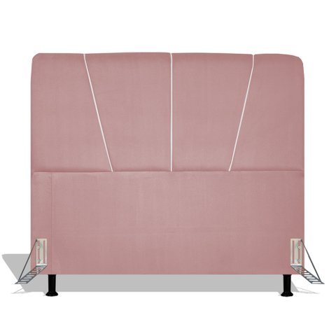Cabeceira Estofada Topázio 140 cm Para Cama Box Quarto Casal Luxo MV Estofados Suede Rose