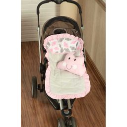 Capa Carrinho + Bebe Conforto + Protetor Cinto Nuvens Rosa - 3