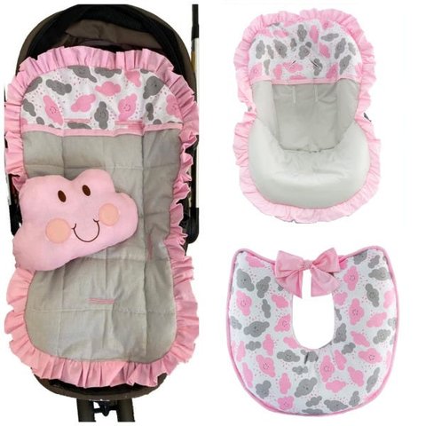 Kit Capa de Carrinho + Bebê Conforto + Almofada Amamentação