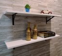 Ver imagem 2 de Kit 2 Prateleiras Branca 100% Mdf 80x20 C Suporte Reforçado