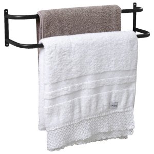 Porta Toalhas Toalheiro Duplo para Porta ou Parede Preto 48Cm