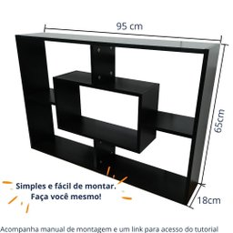 Nicho Organizador Suspenso Retangular com 5 Módulos:Preto - 4