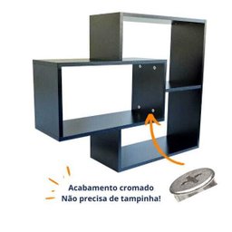 Nicho com Prateleira e Divisória 3 Módulos Retangular MDF:Preto - 3