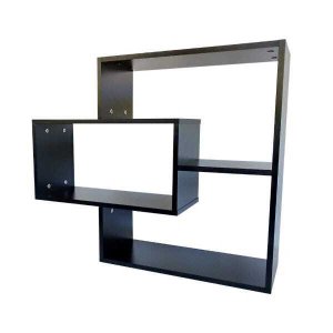 Nicho com Prateleira e Divisória 3 Módulos Retangular MDF:Preto