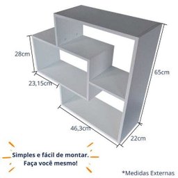 Nicho com Prateleira e Divisória 3 Módulos Retangular MDF:Branco - 4