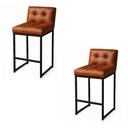 Ver imagem 2 de Banqueta Cozinha Alta com Encosto Industrial Kit 2 Preto Lirina Pu Nozes C05 - D’Rossi