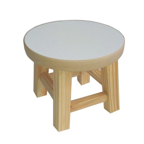 Banqueta Mini Hardman Madeira Natural Ass. Redondo MDF Bco