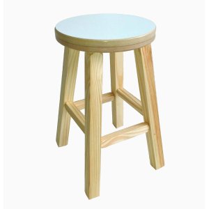 Banqueta Média Hardman Madeira Natural Ass. Redondo MDF Bco