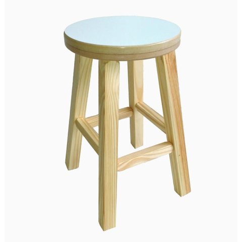 Banqueta Média Hardman Madeira Natural Ass. Redondo MDF Bco