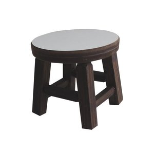 Banqueta Mini Hardman Madeira Padrão Nogueira Ass. Redondo MDF Bco