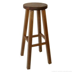Banqueta Alta Hardman Madeira Padrão Nogueira Ass. Redondo