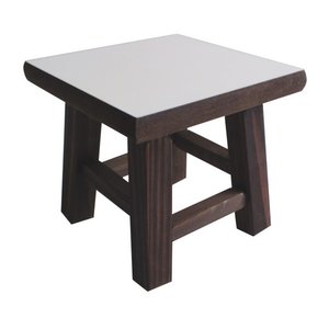 Banqueta Mini Hardman Madeira Padrão Nogueira Ass. Quadrado MDF Bco