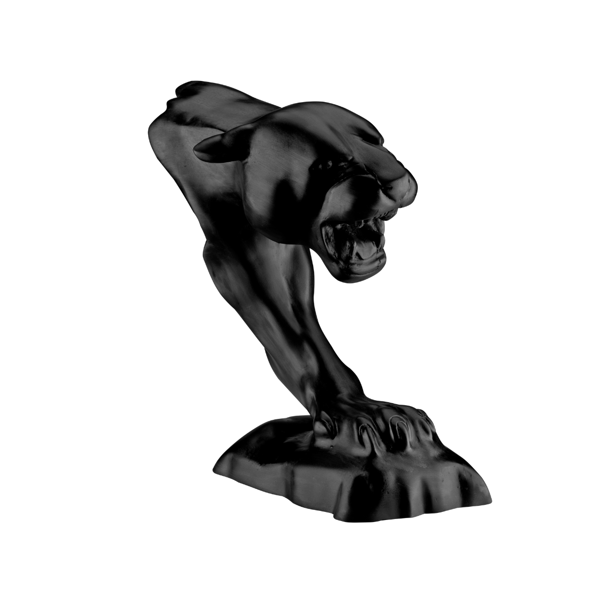 Escultura Busto Pantera Ataque em Fibra de Vidro, 40 Cm:preto Fosco