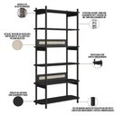 Ver imagem 4 de Estante Livreiro Multiuso 6 Prateleiras Pés Madeira Moss A03 Nero Preto - Lyam Decor