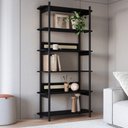 Ver imagem 2 de Estante Livreiro Multiuso 6 Prateleiras Pés Madeira Moss A03 Nero Preto - Lyam Decor