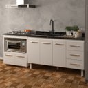 Ver imagem 2 de Armário Balcão Gabinete de Pia 140 Cm Carine e Balcão para Fogão Cooktop 4 Bocas e Forno Elétrico Ev