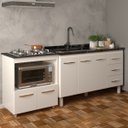 Ver imagem 3 de Armário Balcão Gabinete de Pia 140 Cm Carine e Balcão para Fogão Cooktop 4 Bocas e Forno Elétrico Ev