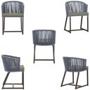 Ver imagem 5 de Mesa com 4 Cadeiras de Jantar Roma 100cm e Noronha em Aluminío Marrom Corda Nautica Estofado 8 Trama