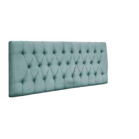 Cabeceira Painel Imperatriz 193 cm com Capitonê Suede Azul Tiffany