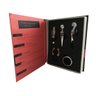 Kit Vinho 5 acessórios em Inox e livro Decorativo Capa Coral/Preto/Prata - 1