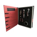 Ver imagem 1 de Kit Vinho 5 Acessórios em Inox e Livro Decorativo Capa Coral/preto/prata