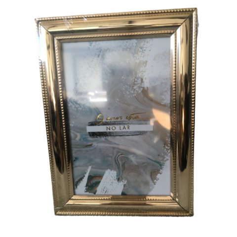 Porta Retrato Metal Dourado Retangular 10x15cm