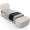 Ver imagem 5 de Cabeceira Cama Box 100cm Lanna com Puff Recamier Doha W01 Linho Cru - Lyam Decor