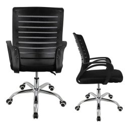 Cadeira Escritório Secretária Home Office Basis Preta Barata Ergonômica Office Mesh com Base Cromada - 2