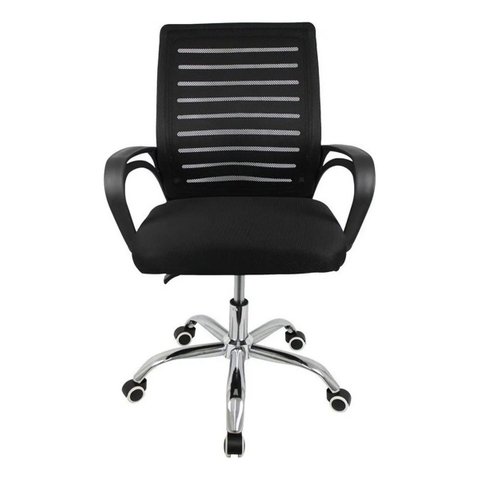 Cadeira Escritório Secretária Home Office Basis Preta Barata Ergonômica Office Mesh com Base Cromada