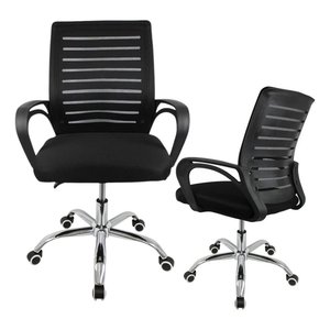 Cadeira Escritório Secretária Home Office Basis Preta Barata Ergonômica Office Mesh com Base Cromada