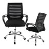 Cadeira Escritório Secretária Home Office Basis Preta Barata Ergonômica Office Mesh com Base Cromada - 1