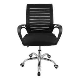 Cadeira Escritório Secretária Home Office Basis Preta Barata Ergonômica Office Mesh com Base Cromada - 3