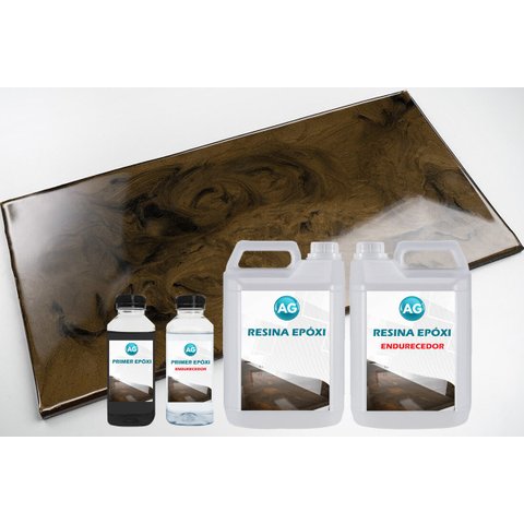 Kit Porcelanato Liquido Metálico Bronze Marrom / Preto Profundo AG por M² Resinas ag Kit Porcelanato