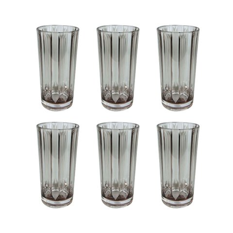 Conjunto 6 Copos de Acrílico Cinza 17cm Rjw0018 Btc