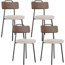 Ver imagem 1 de Kit 04 Cadeiras Decorativas Estofada Sala Jantar Barcelona L02 Couríssimo Marrom Linho Bege - Lyam L
