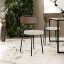 Ver imagem 2 de Kit 04 Cadeiras Decorativas Estofada Sala Jantar Barcelona L02 Couríssimo Marrom Linho Bege - Lyam L