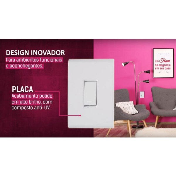 7 Interruptores Duplo Simples Tramontina Linha Liz com Placa - 4