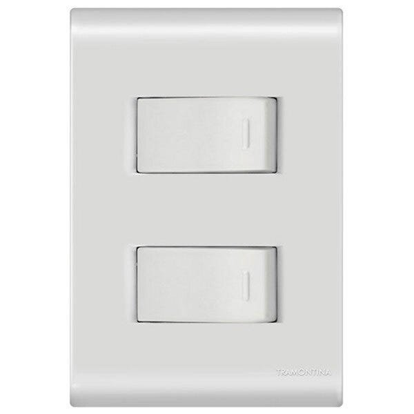 7 Interruptores Duplo Simples Tramontina Linha Liz com Placa - 1