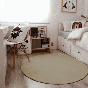 Tapete Boho Redondo Ø140cm Bege - Antiderrapante