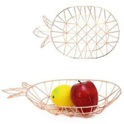 Fruteira de Mesa Aramado Abacaxi Metalizado Rose Gold 35,5x21x6cm - 1