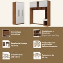 Ver imagem 5 de Guarda-roupa Casal Modulado Lugano 7 Portas 3 Gavetas Nogal/branco - Hecol Móveis